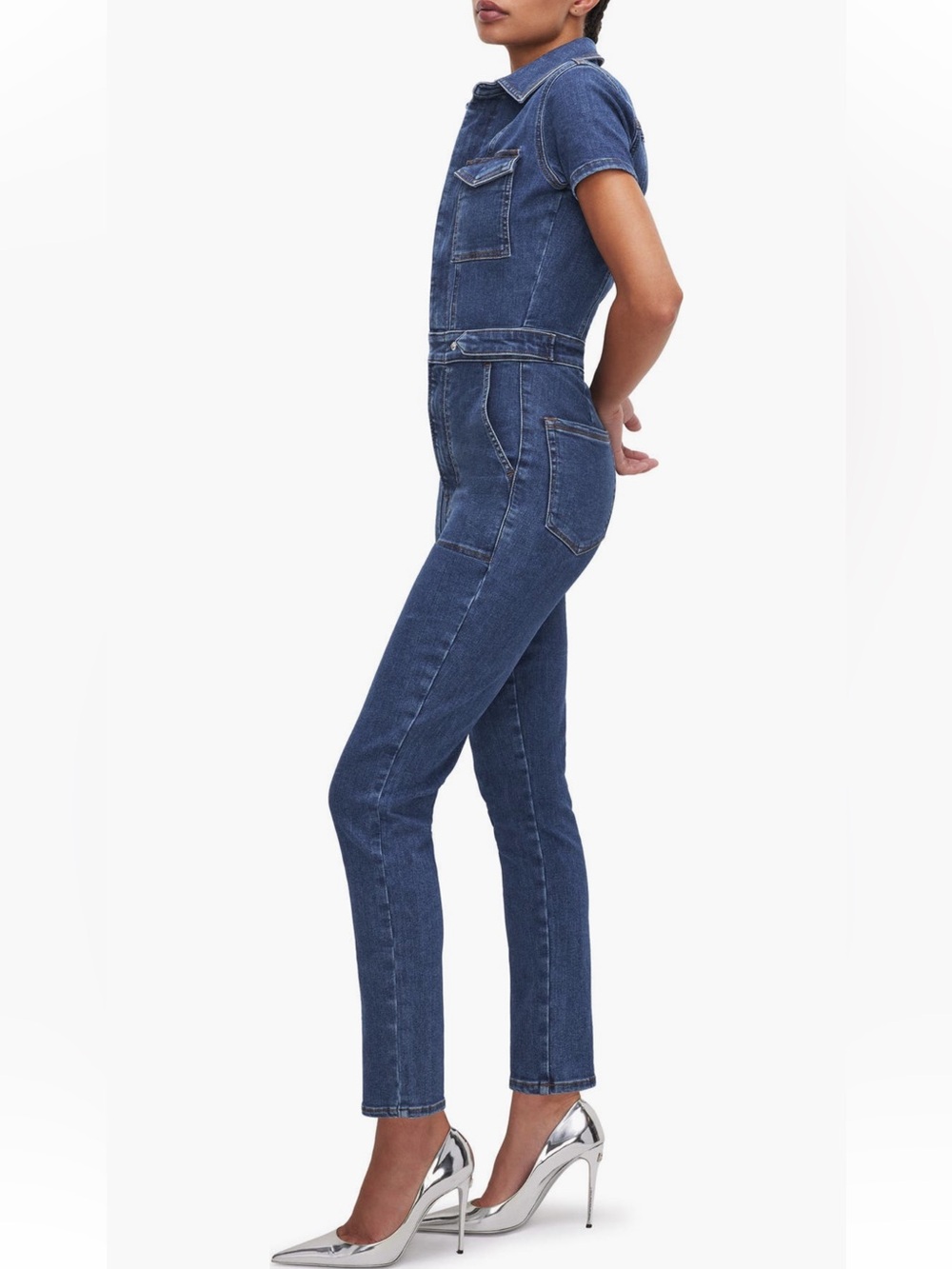 NWT Good American Fit For Success Denim Jumpsuit Sz XS - Picture 3 of 10